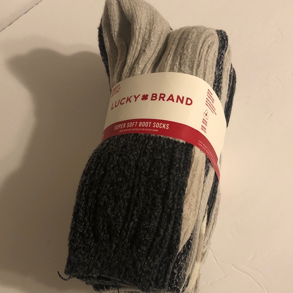 Lucky Brand Women’s Super Soft and Cozy Boot Socks - Black and Gray